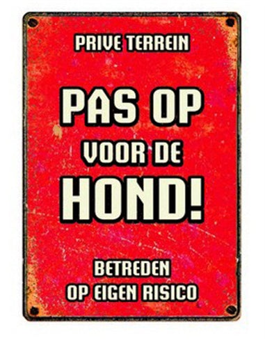 Plenty Gifts Waakbord Blik Pas Op Voor De Hond