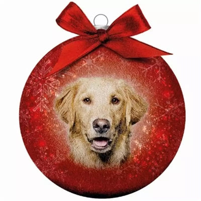 Plenty Gifts Kerstbal Frosted Golden Retriever Rood