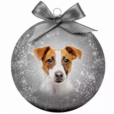 Plenty Gifts Kerstbal Frosted Jack Russel Zilver