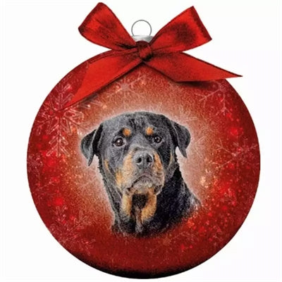 Plenty Gifts Kerstbal Frosted Rottweiler Rood