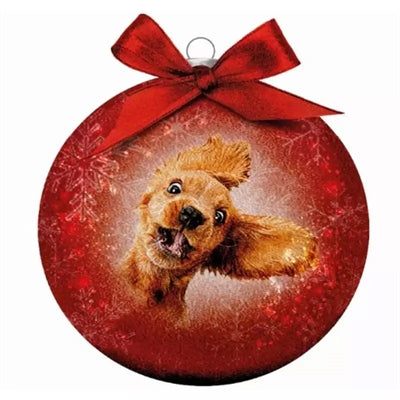 Plenty Gifts Kerstbal Frosted Gekke Hond Rood