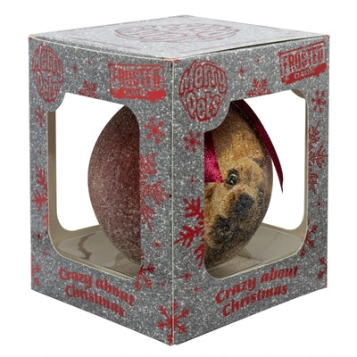 Plenty Gifts Kerstbal Frosted Gekke Hond Rood