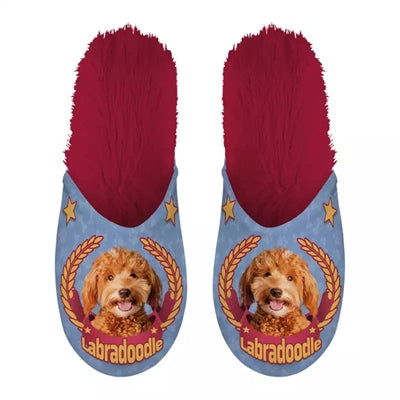 Merkloos Pantoffel Labradoodle Lila / Rood