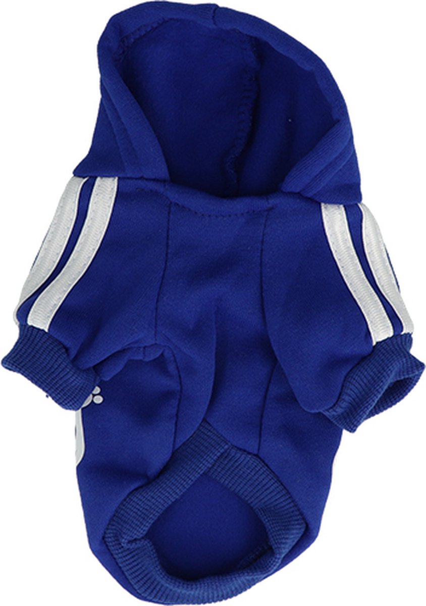 Dog sweater with hood Adidog blue