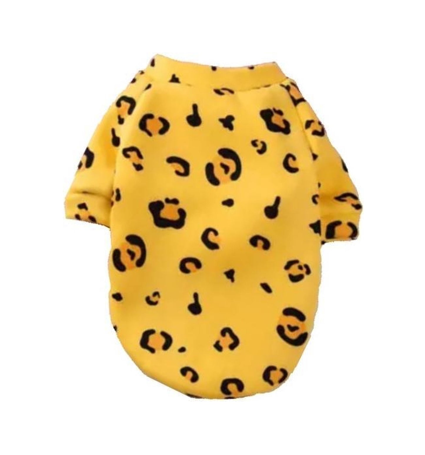 Dog sweater yellow with leopard print